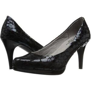 LifeStride Women's Black Croc-Embossed Heels With Memory Foam Comfort Pumps
